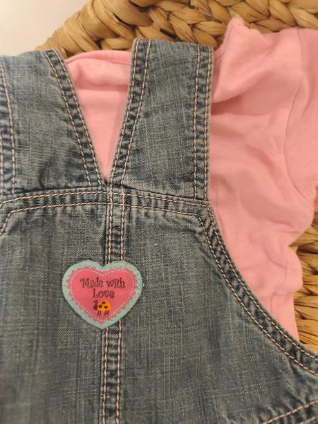 Džínové lacláče s kočičkou + tričko s melounem, marks & spencer,74