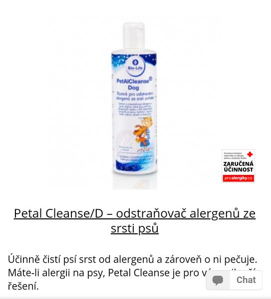 Petal Cleansed proti alergii na psy (kočky). Máte některá zkušenosti s tímto přípravkem? Funguje?