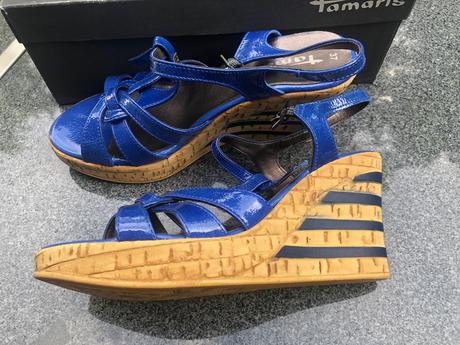 Tamaris modre sandaly na klinu 37, tamaris,37