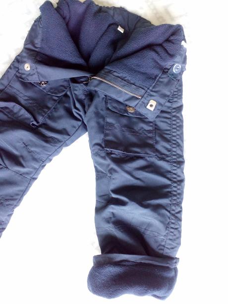 Zimní vyteplené modré kalhoty, nenošené, 86
