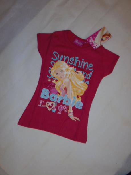 Tričko barbie vel 98-104 bílá růžová, barbie,98 / 104