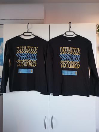 Dvakrát stejné triko s potiskem dlouhý rukáv, sinsay,152