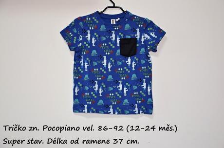 Modré tričko zn. pocopiano vel. 86-92, 86