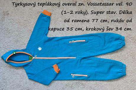 Teplákový tyrkysový overal zn. vossatassar vel. 90, 86