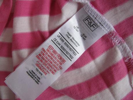 Dívčí bavlněné tričko s proužkem, f&f,164