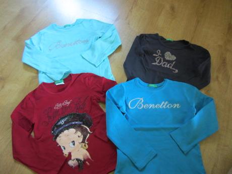 Červené tričko s dlouhým rukávem benetton, benetton,110