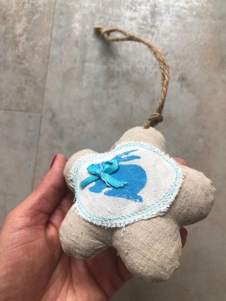 2ks jaro vintage dekorace zajíc růžová modrá látka, 
