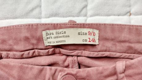 Tmavě starorůžové kalhoty, zara,140