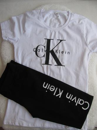 Dámská, dívčí souprava - tričko a legíny ck, calvin klein,xl