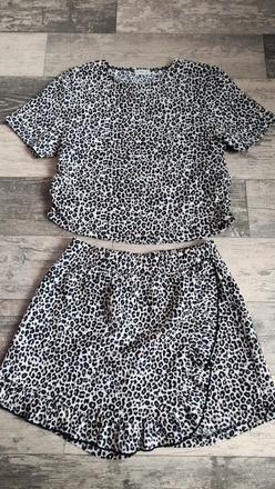 Komplet letní dívčí gepardí triko+šortky v.140, f&f,140