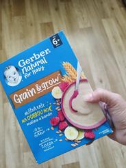 GERBER Natural mléčná kaše pšenično ovesná malina a banán