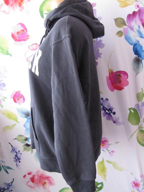 Bavlněná modrá mikina s kapucí, styl oversize, h&m,s