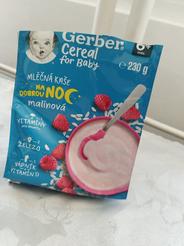 GERBER Cereal mléčná kaše malinová na dobrou noc