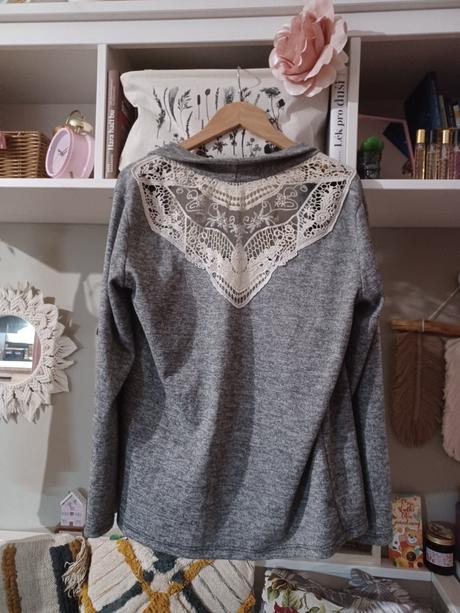 Kardigan s krajkou na zádech xs-l, m