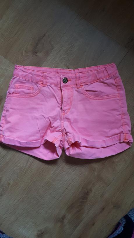 Neonkové džínové kraťasy,  šortky, h&m,152