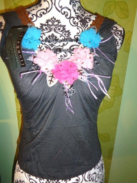 Šedý elastický sexy top, 38 / m