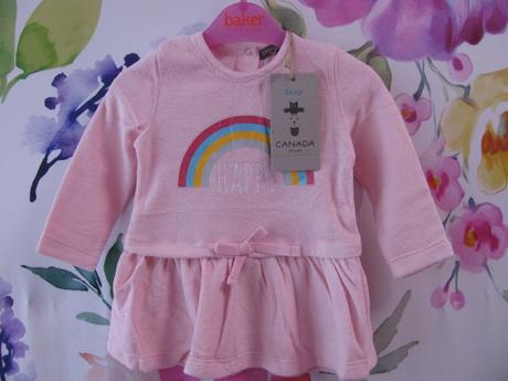 Růžové elastické šaty s duhou, house,68