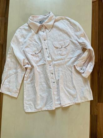 Růžovobílé káro košile s kapsami, vel m, maxime, m