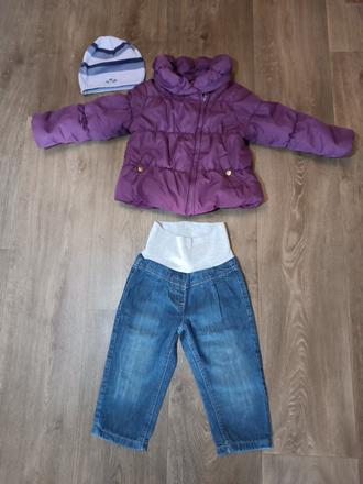 Dívčí zimní bunda f&f,vel.86/92, kalhoty babygap, 86–98