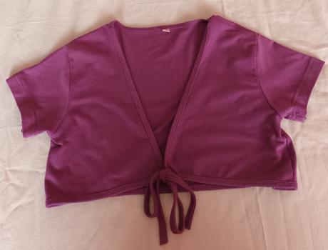 Fialové dívčí bolerko krátký rukáv, 128