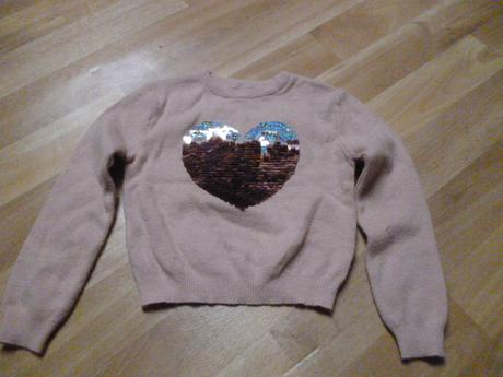 Svetr měnící flitry srdce 4-5, primark,110
