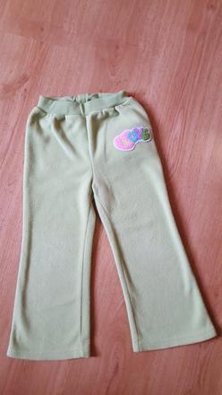 Pistáciově zelené fleec tepláky  vel.110/116 č.456, frog,110