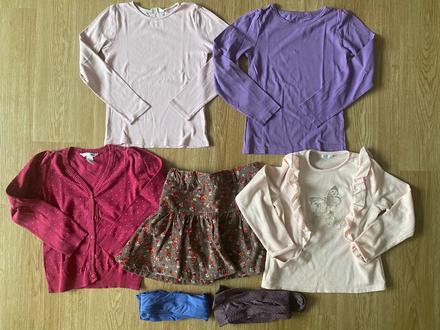 Jarní/podzimní dívčí set-trička, svetříky, sukně, dopodopo,122