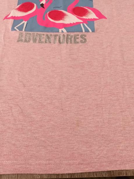 Dívčí triko světle růžové plameňák krátký rukáv, 158