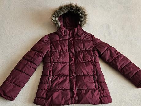 Dívčí teplá zimní bunda s kožíškem, vel.146, c&a, c&a,146