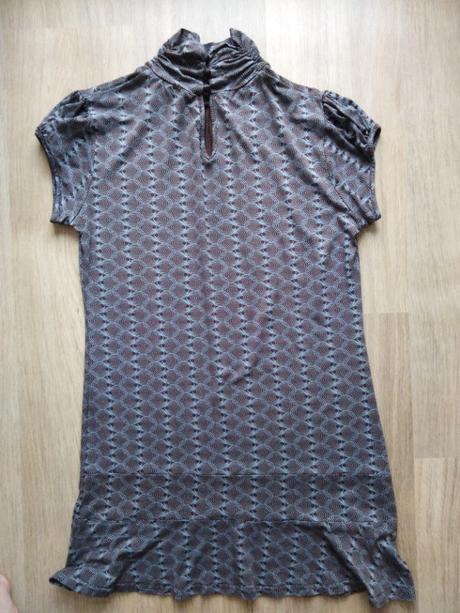 Hnědo-modrý top s kroužky na knoflíčky, orsay,40