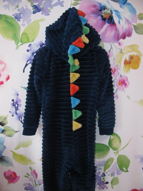 Fleecový modrý overal s kapucí na spaní drak, f&f,128