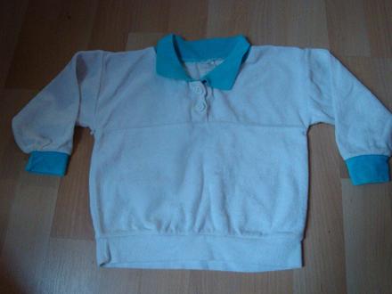 Mikina - bílá s modrým límečkem, vel. 68, 62