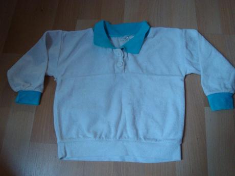 Mikina - bílá s modrým límečkem, vel. 68, 62