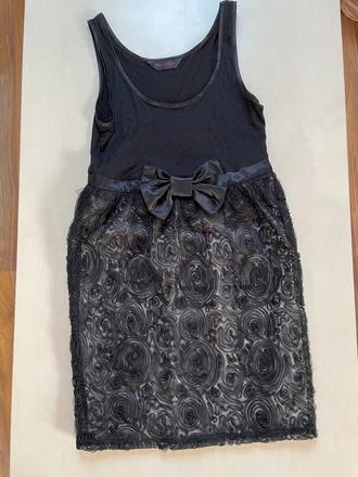 Šaty s mašlí a 3d květy, vel 36/s, i xs miss slefr, miss selfridge,s