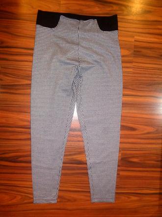 Super černobílé elastické kalhoty na širokou gumu, l