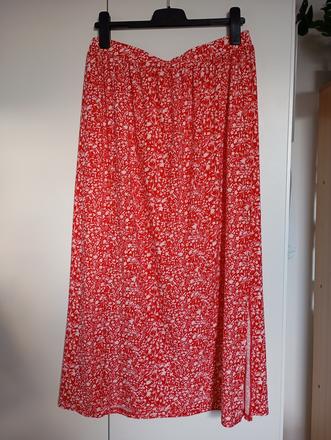 Dlouhá červená elastická sukně s rozparkem, gate,44