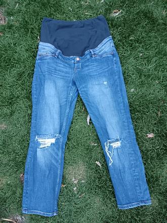 Těhotenské trhané/drbané rifleh&m slimboyfriend 38, h&m,38