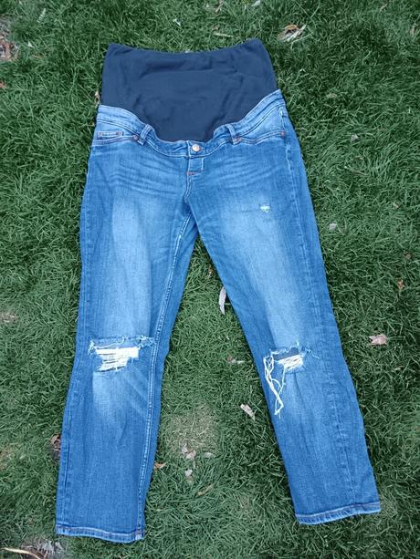 Těhotenské trhané/drbané rifleh&m slimboyfriend 38, h&m,38