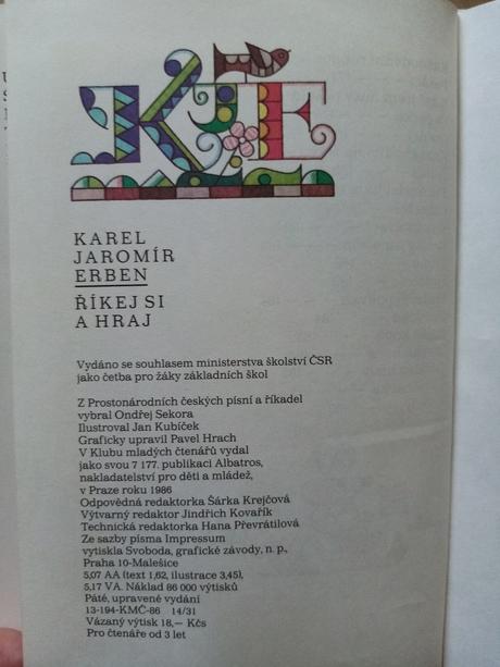 Kniha - říkej si a hraj, 