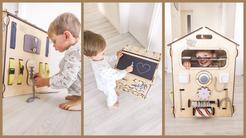 ELIS DESIGN Activity board domeček natura pastel