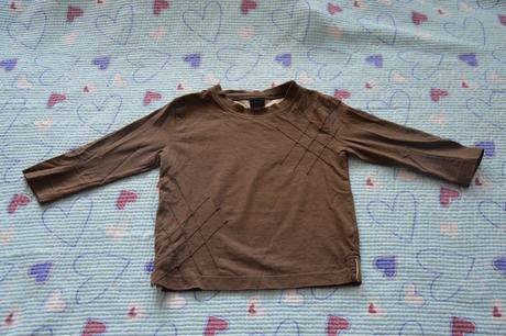 Hnědý set oblečení, manžestrové kalhoty, 3x triko, next,80