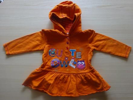 Oranžová mikina s kapucí, vel. 86, baby club,86