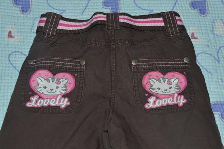 Plátěné kalhoty s koťátky/tygříky, regulace v pase, okay,110
