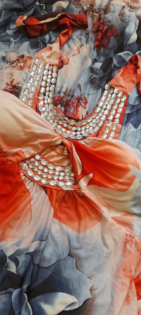 Flam mode společenské dlouhé šaty s kamínky, xl