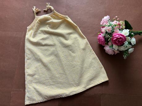 Ob/ šaty s pruhy žluto/bilé - v.4/5 let, nutmeg,110