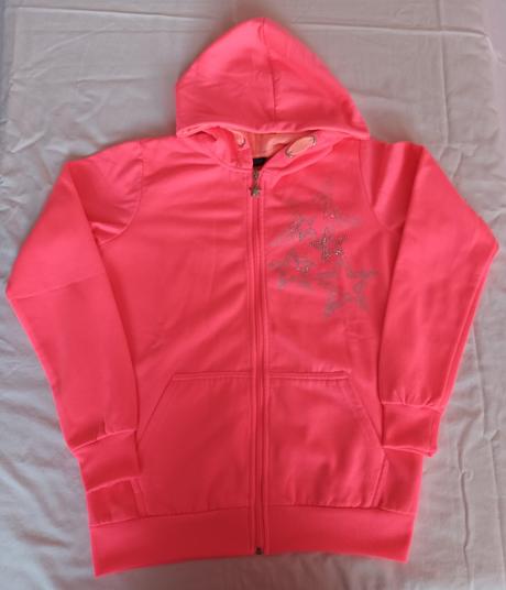 Dívčí mikina na zip s kapucí neonová lewro, lewro,164