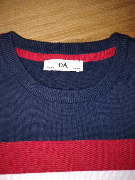 Chlapecký pletený svetr c&a 158/164 tm. modrý, c&a,158