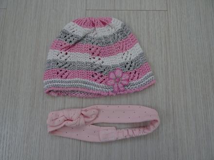 Dívčí háčkovaná čepice + čelenka, 74