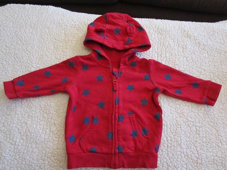 Velmi pěkná tm. červená teplejší bavl. mikina, george,62