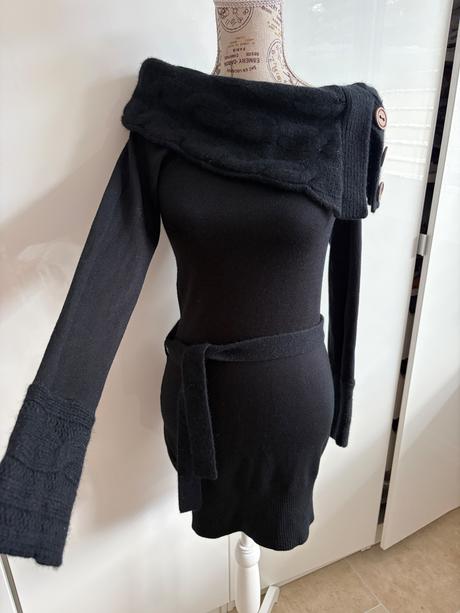 Černé dlouhé pletené šaty ve velikosti xs z orsay, orsay,xs